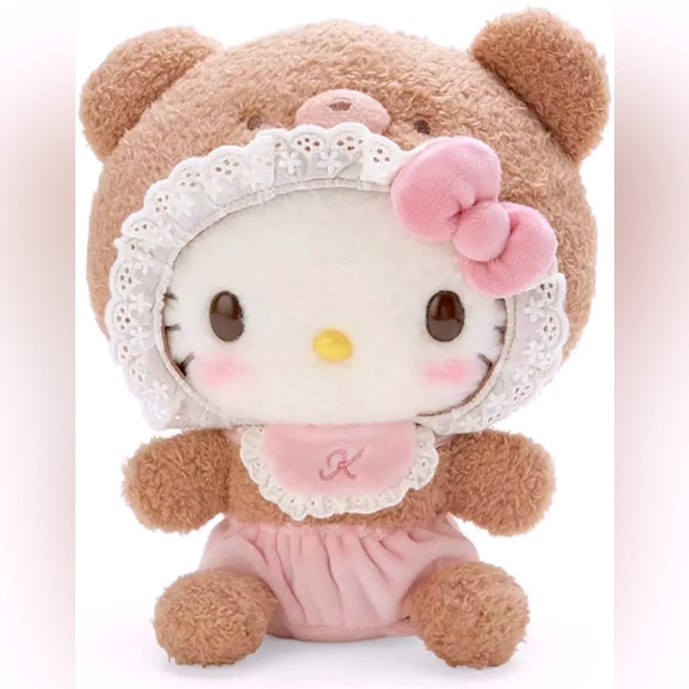 SANRIO Hello Kitty Baby Bear Series Pink Brown Plush 8” NWT Kawaii
